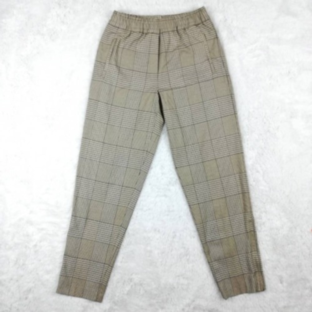 Remain Birger Christensen Pants Womens Meg Tapered Leg Brown Glen Check‎ 8 New